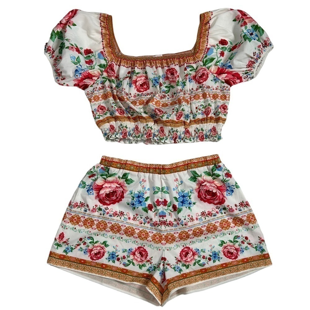 Pink Lily Memorize Floral Print Top and Short Set - Picture 5 of 16
